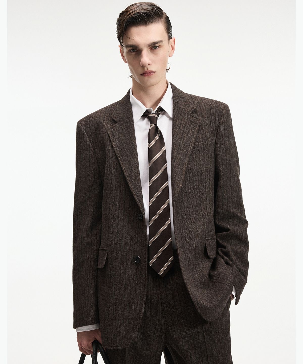 티엔지티(TNGT) Redford Wool Herringbone Jacket (Brown) TNJA6F104W2