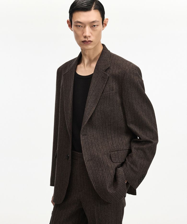 Redford Wool Herringbone Jacket (Brown) TNJA6F104W2