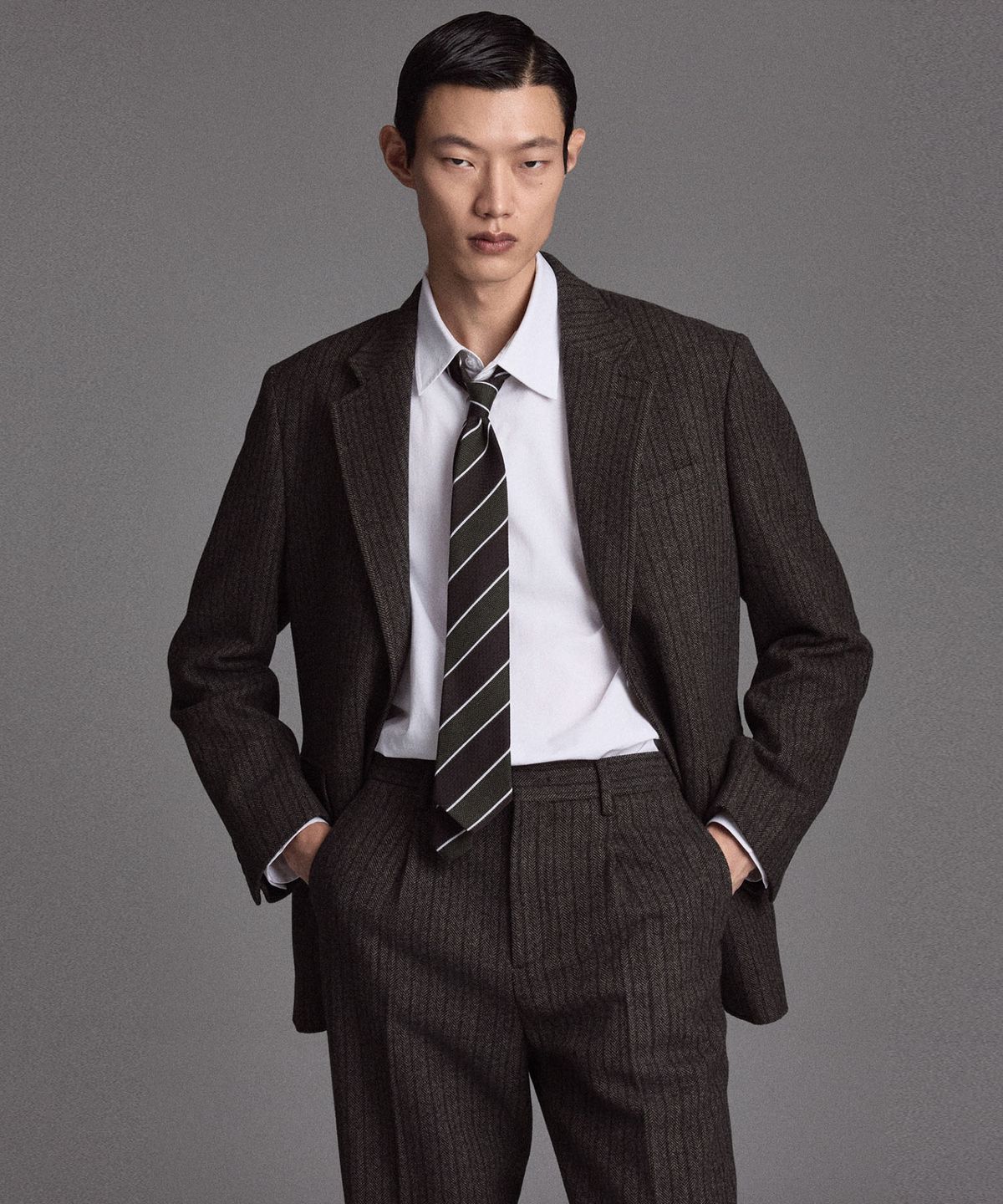 티엔지티(TNGT) Redford Wool Herringbone Jacket (Grey) TNJA6F104G2