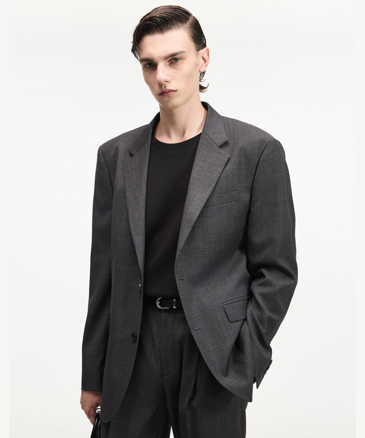 티엔지티(TNGT) Wool Blend Comfort Set-Up Jacket (Charcoal) TNJA6F100G2