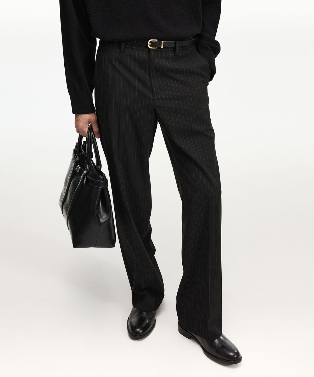 티엔지티(TNGT) Wide Fit Pin Stripe Pants (Black) TNPA6F108BK