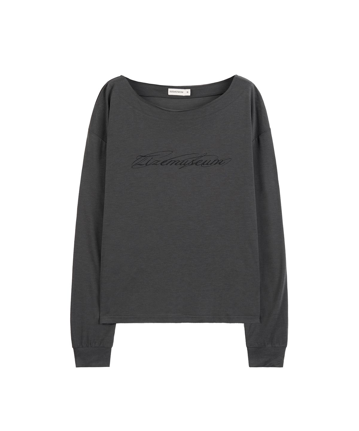 지제뮤지엄(ZIZEMUSEUM) ONE SHOULDER SHEER LONG SLEEVE (CHARCOAL)