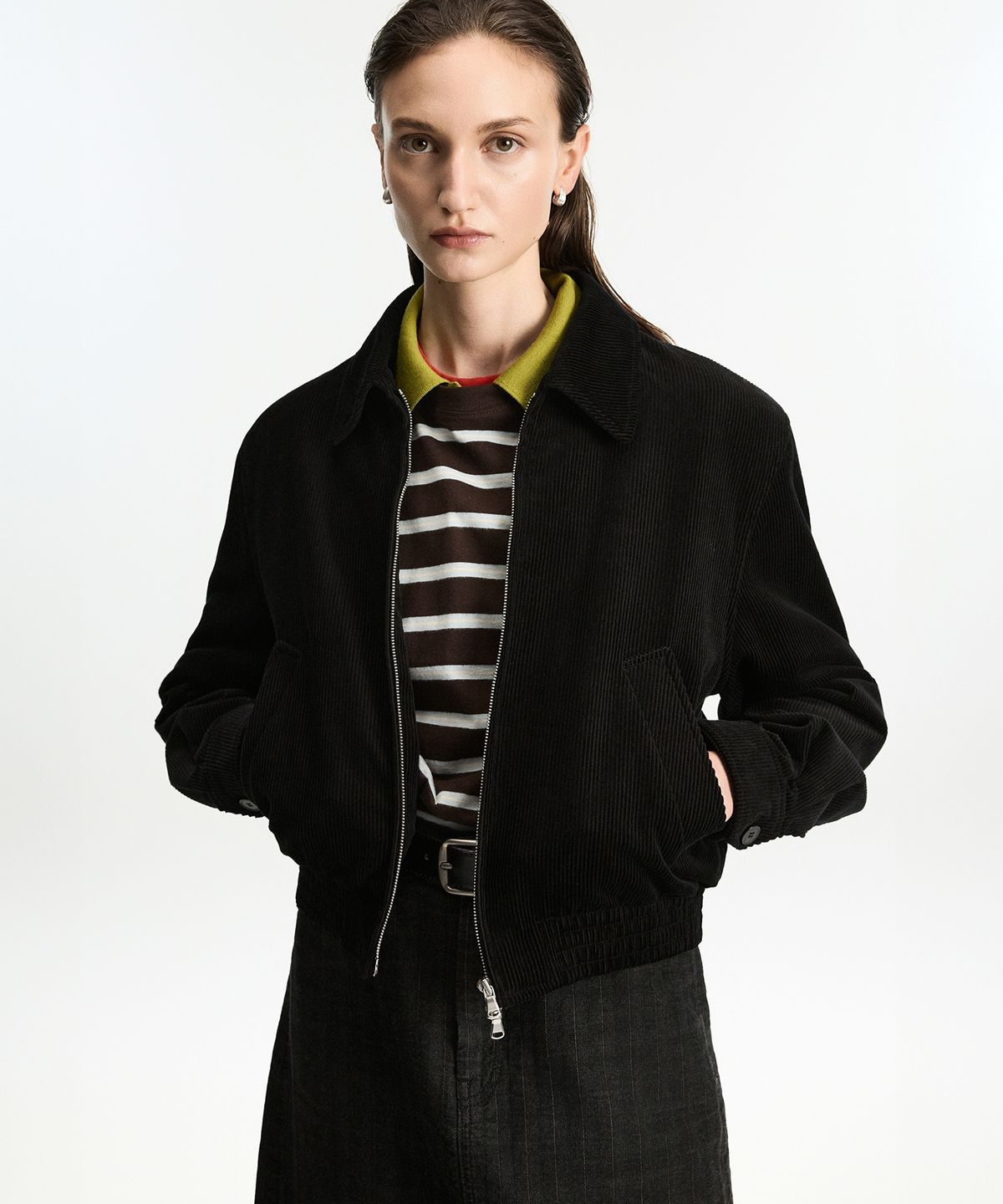 티엔지티 우먼(TNGT WOMAN) W Corduroy Swing-Top (Black) TNJU6F102BK