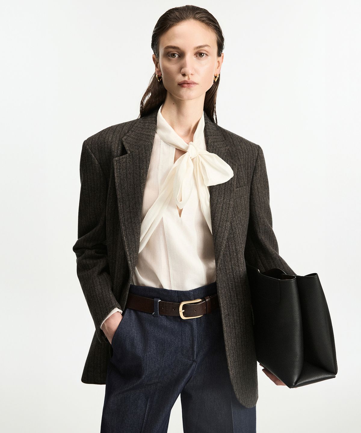 티엔지티 우먼(TNGT WOMAN) W Redford Wool Herringbone Jacket (Grey) TNJA6F104G2