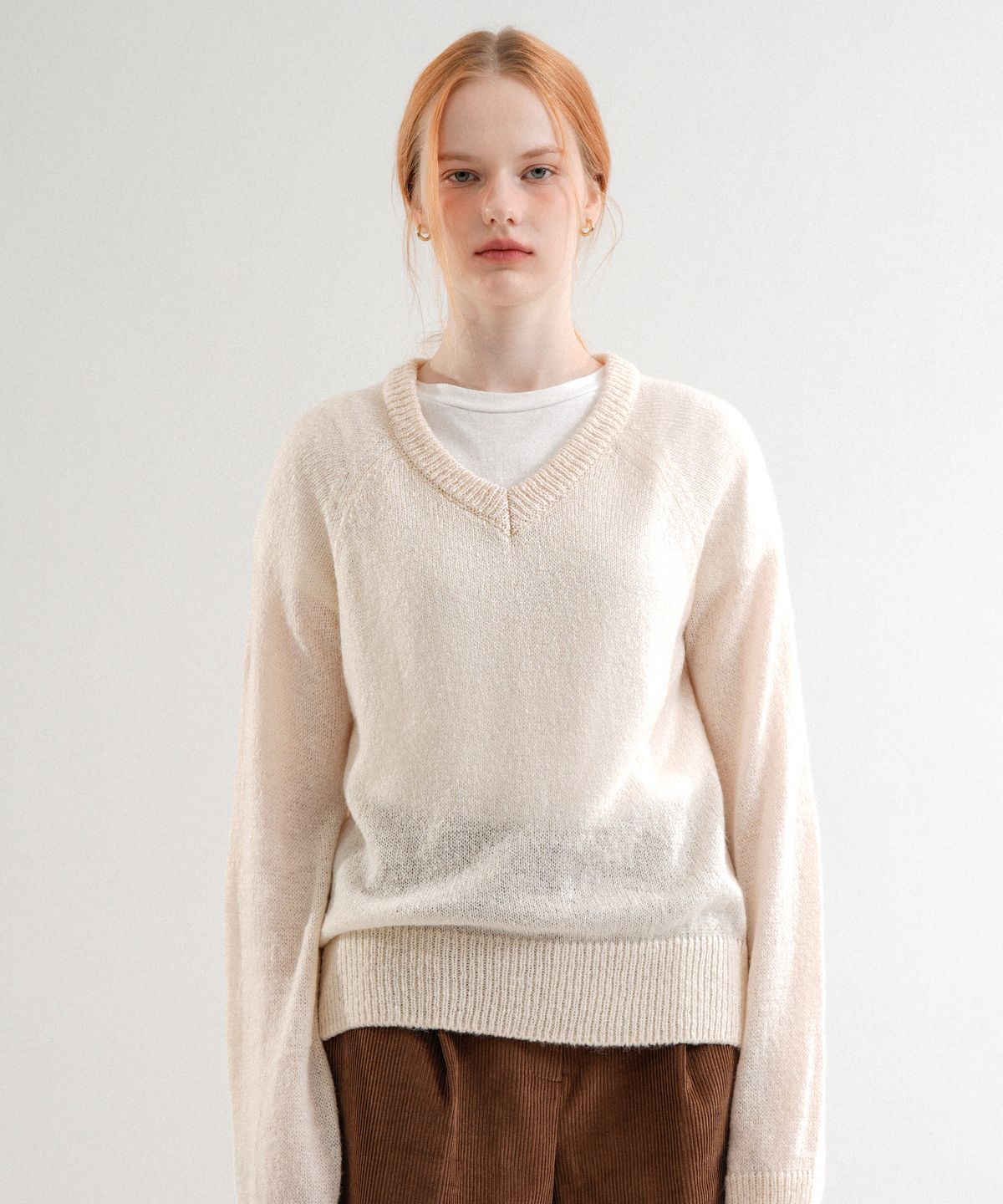 블레티(VLETI) Mohair V-neck Basic Knit (Cream_beige)