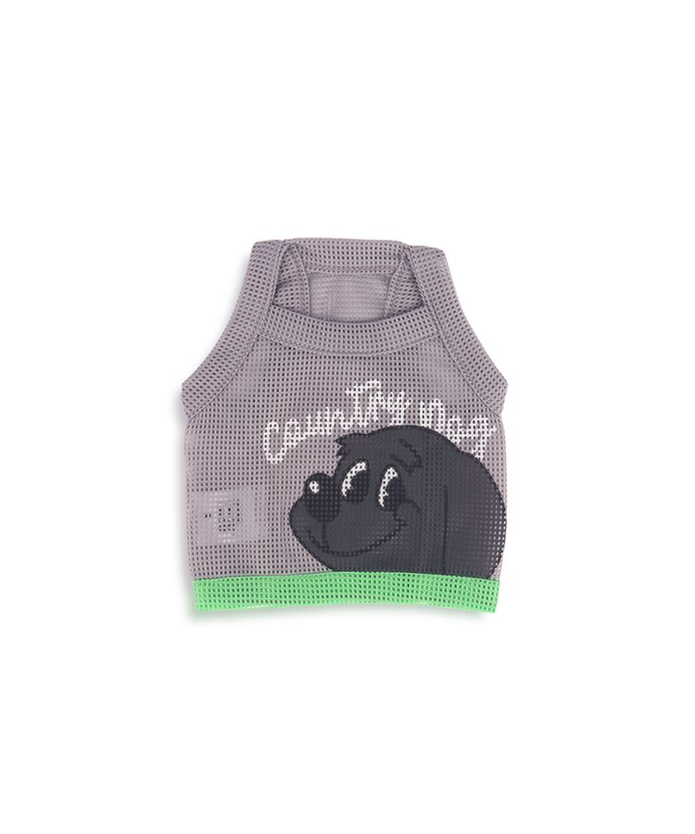 Country dog Mesh Crop Top Gray