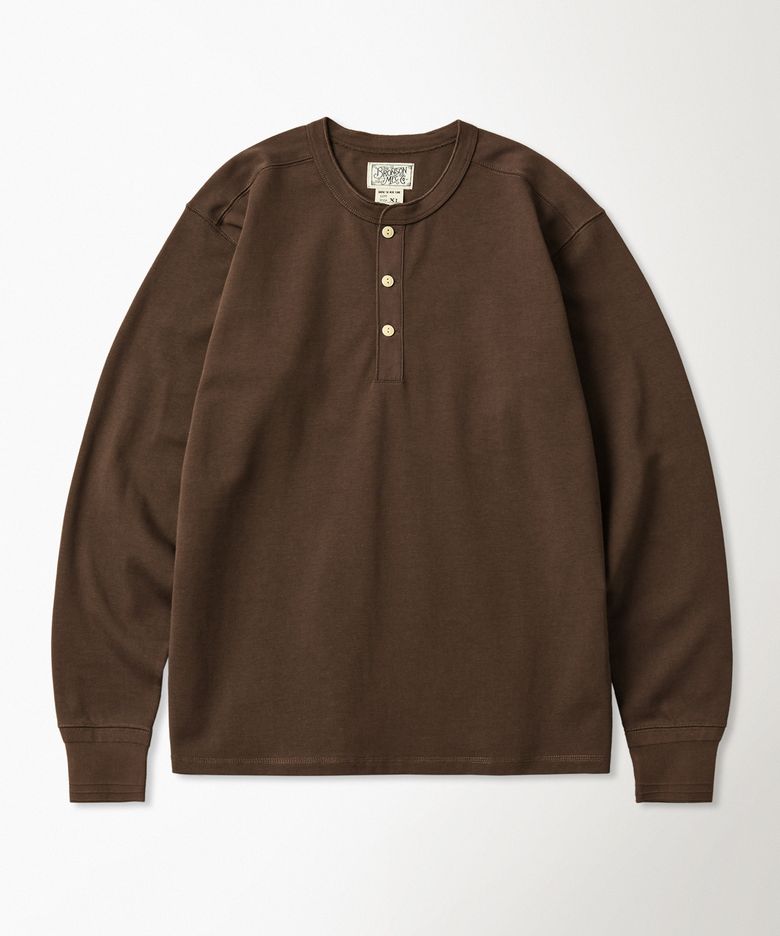 Vintage Long Sleeve Henley Shirt Brown