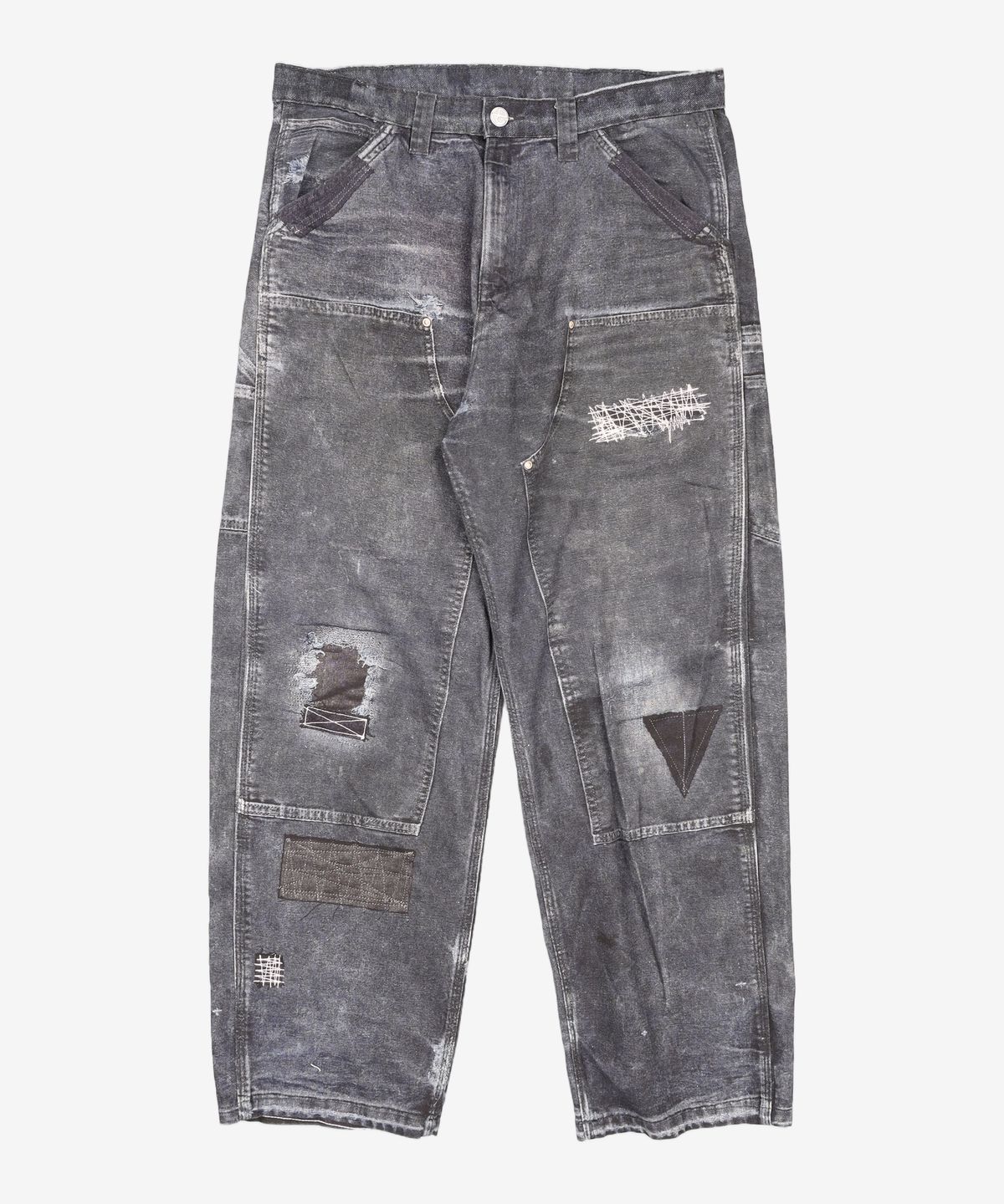 노매뉴얼(NOMANUAL) PRINTED DOUBLE KNEE PANTS - BLACK XL