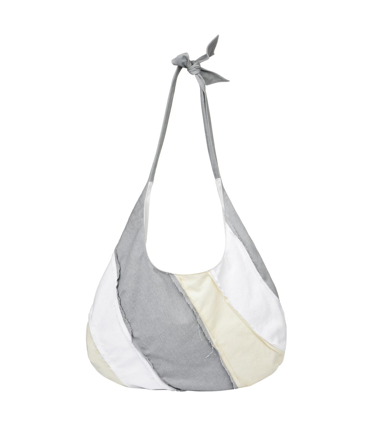 솔티페블(SALTY PEBBLE) COTTON PANEL HOBO BAG [GREY]