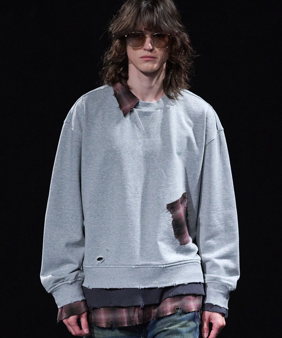 테이크이지(TAKEASY) [DMD] FRAME LD SWEATSHIR - Melange Gray