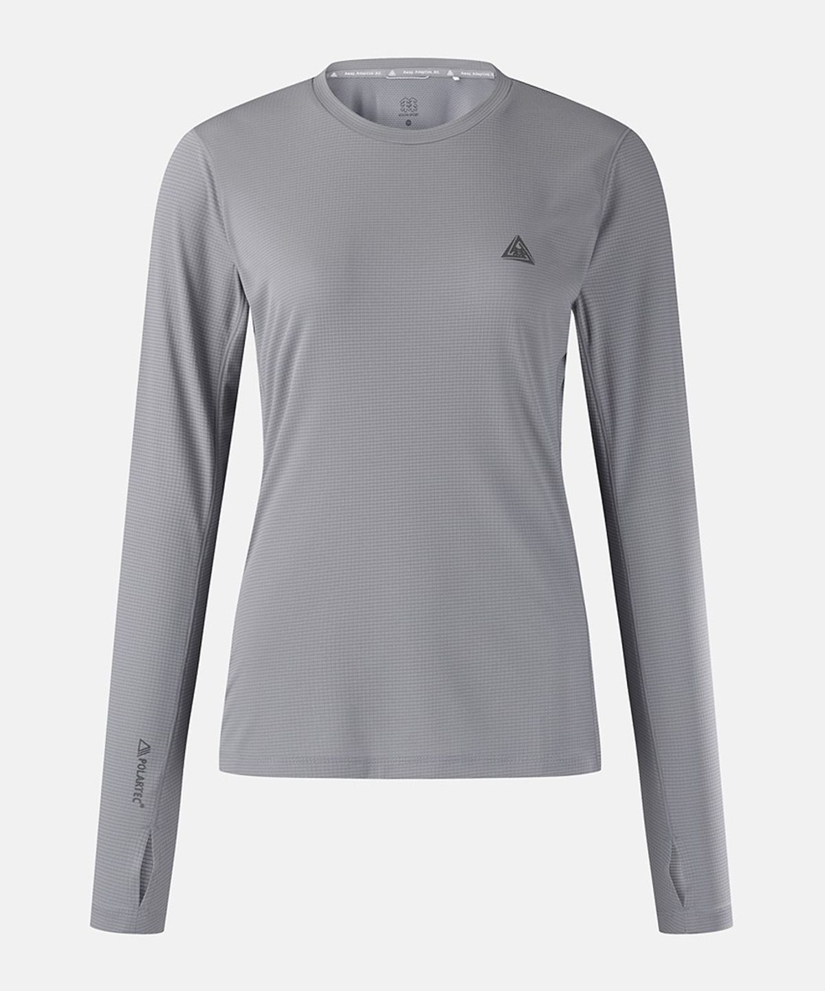 코오롱스포츠(KOLON SPORT) [TRAIL] 여성 프린트 라운드넥 긴팔 티셔츠 TVTBX26762GRY