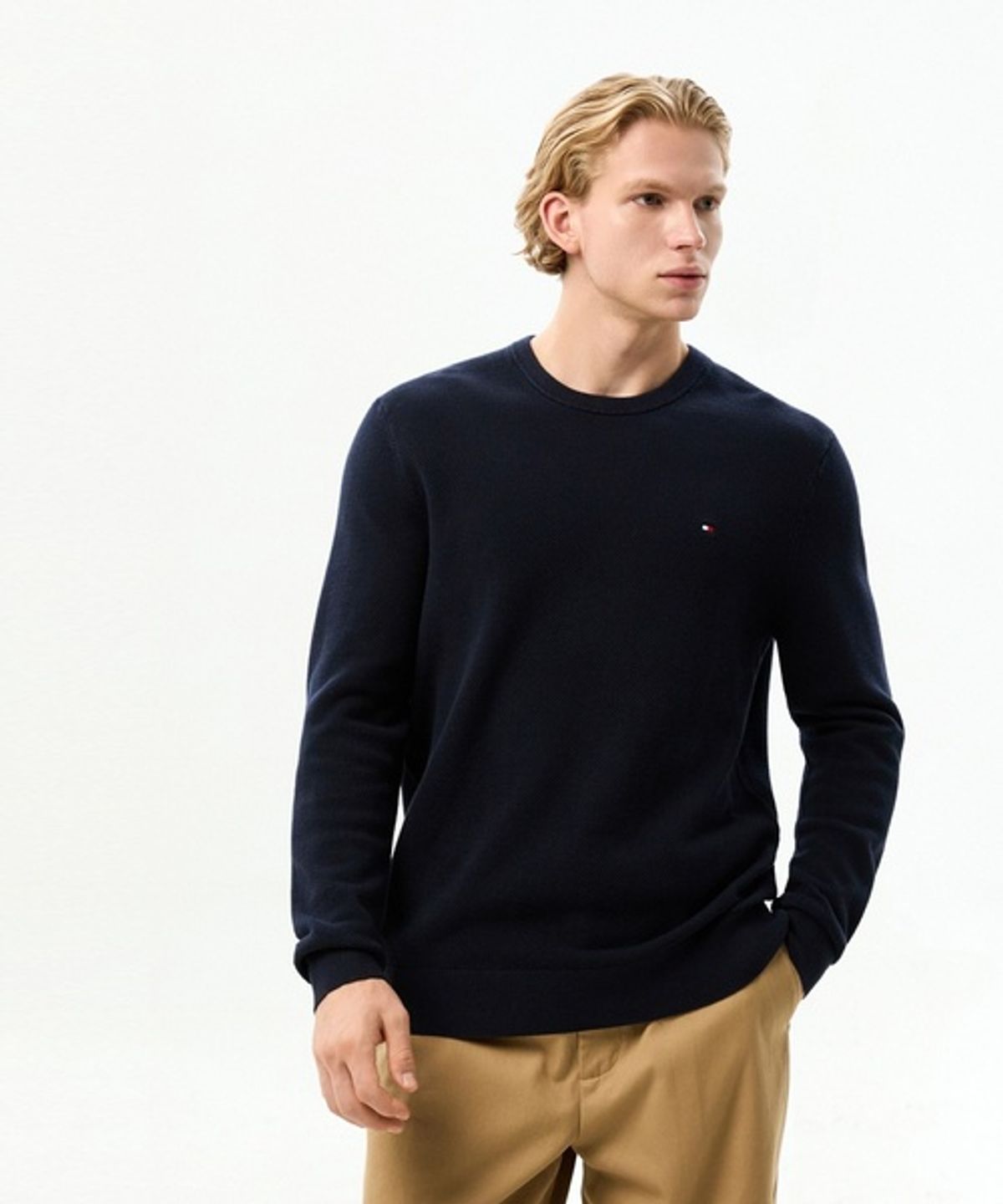 타미힐피거(TOMMY HILFIGER) 에센셜 스트럭처 크루넥 티셔츠 (T12G6KPO040MT1DW5)