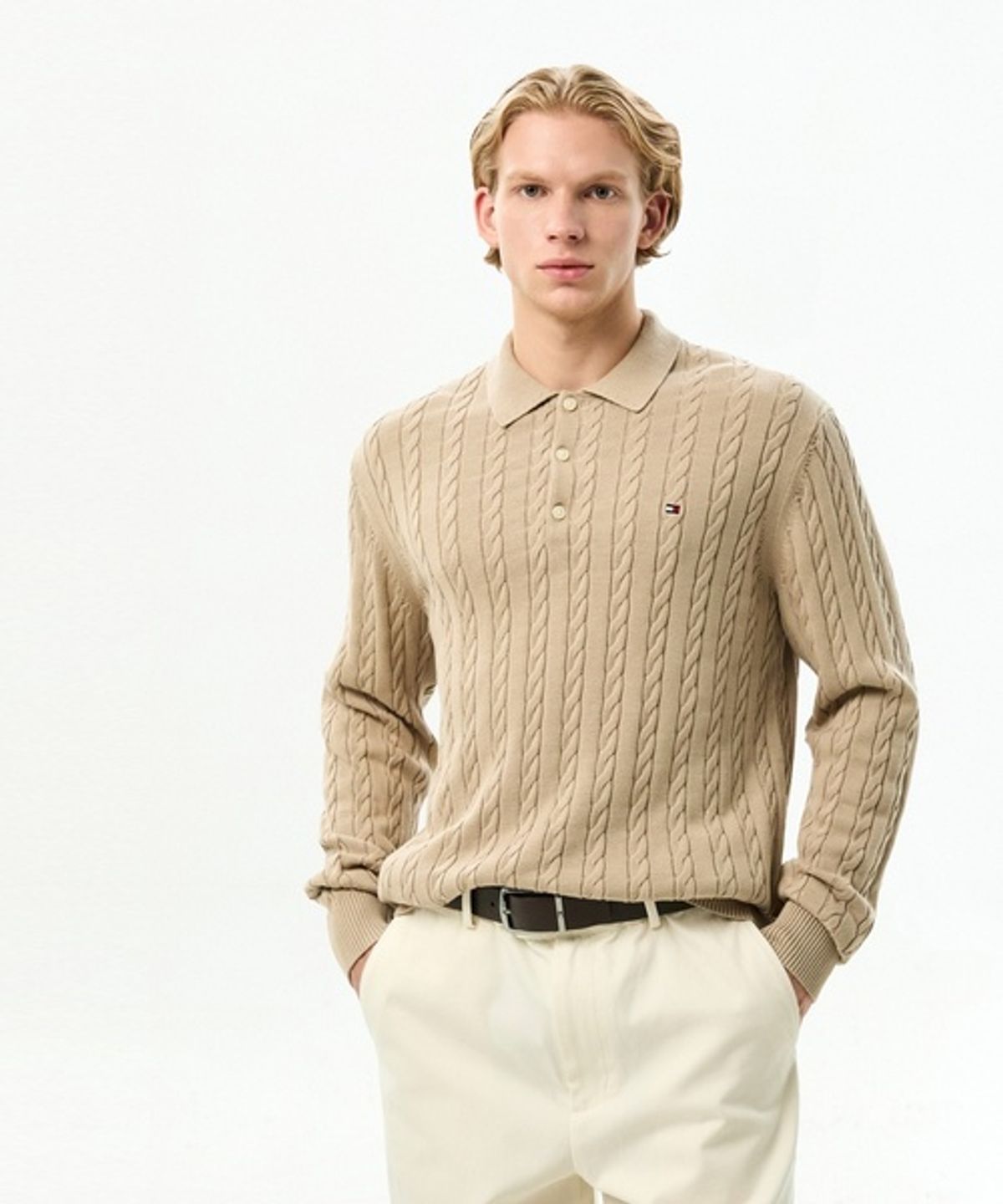 타미힐피거(TOMMY HILFIGER) 클래식 코튼 케이블 롱슬리브 폴로 셔츠 (T12G7KPN120MT1AEG)