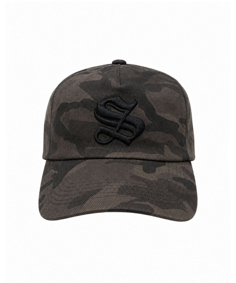 S LOGO 5PANEL BALL CAP (BLACK CAMO)
