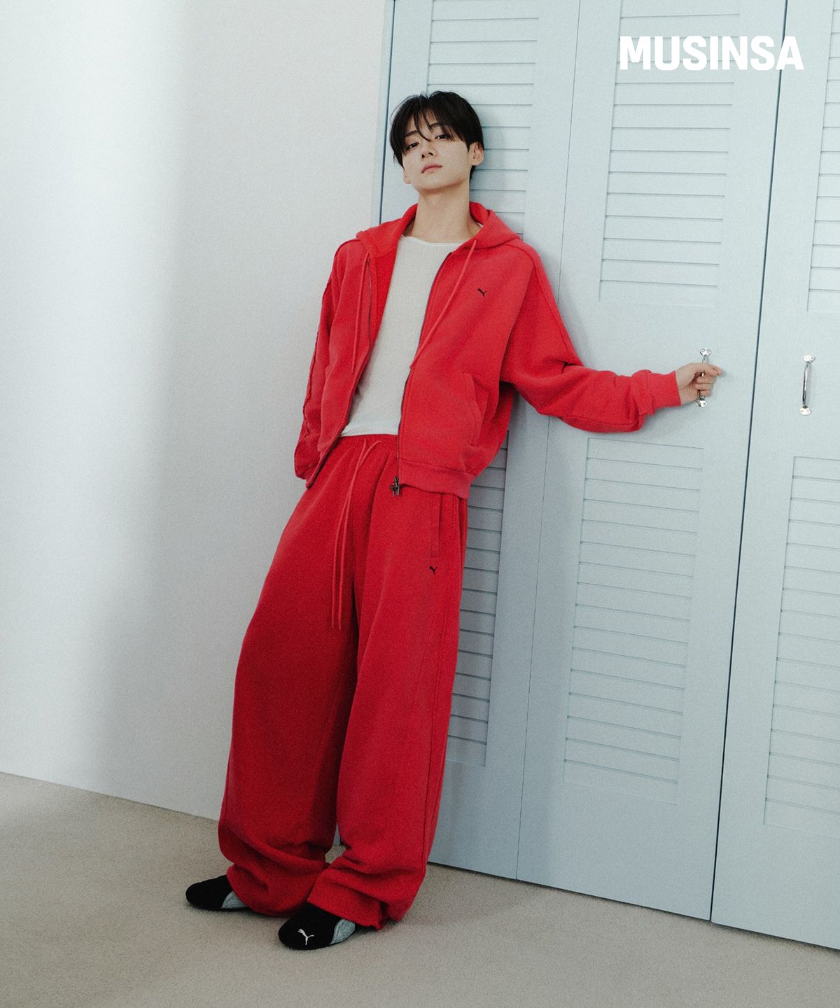 푸마(PUMA) [MUSINSA x PUMA] T7 배럴 팬츠 - 포 올 타임 레드 / 640539-91