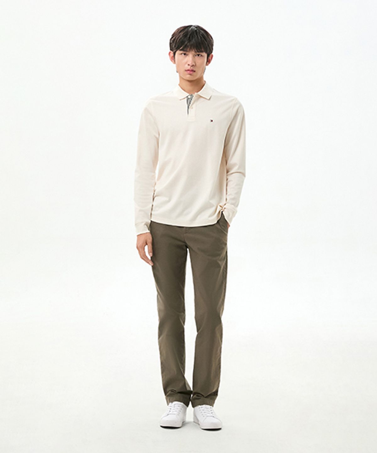 타미힐피거(TOMMY HILFIGER) [Slim straight fit] 덴톤 코튼 블렌드 스트럭처 팬츠 (T12G6WPC740ML1M04)