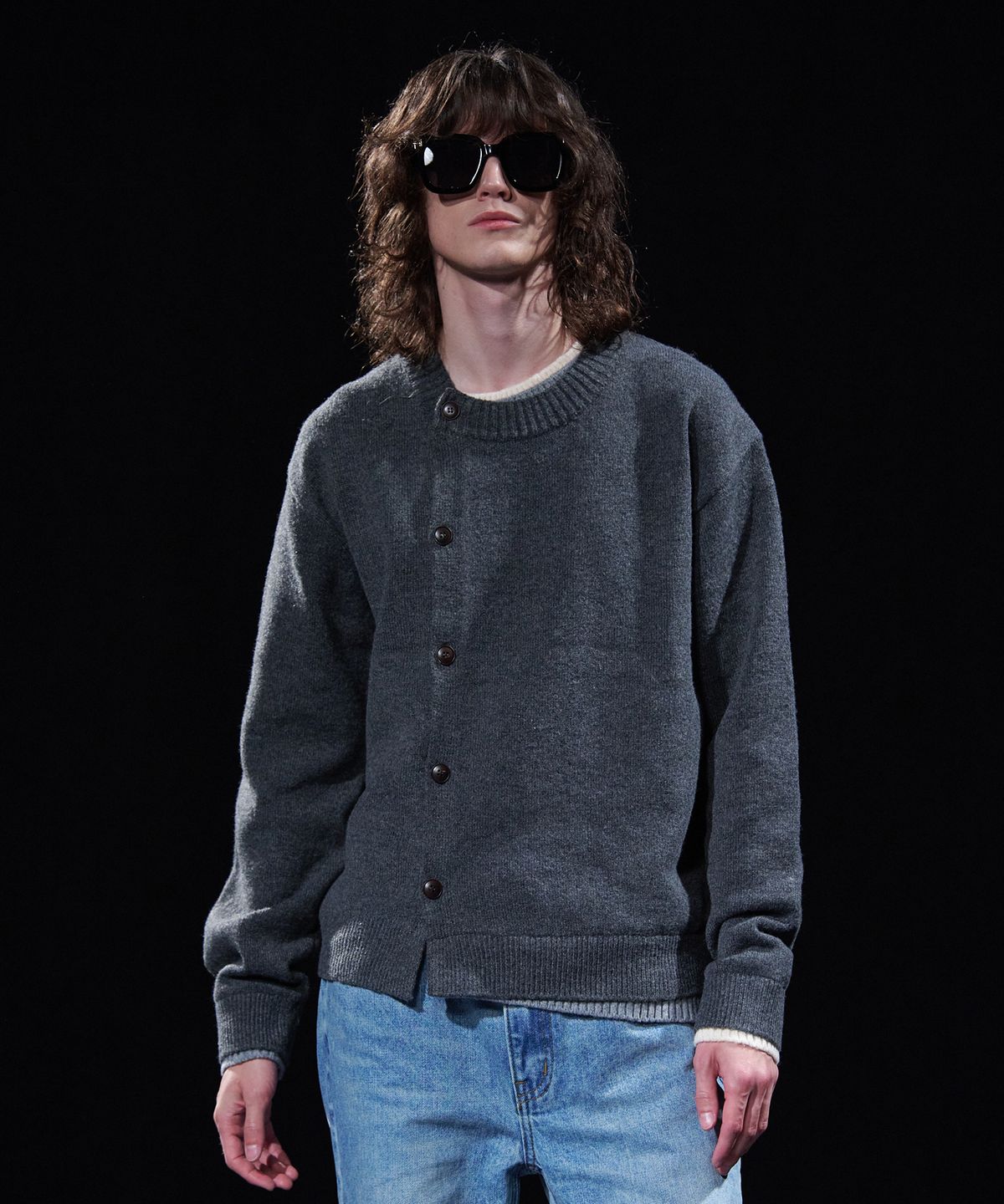 테이크이지(TAKEASY) [DMD] SHIFT LD CARDIGAN - Charcoal