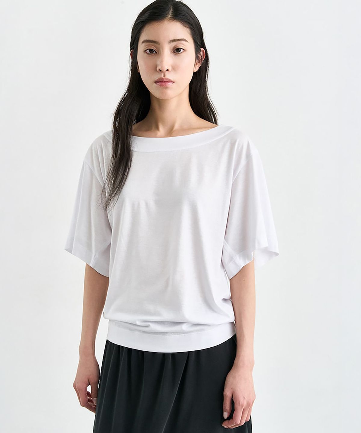 앙개(ANGGAE) Oversized Back Draped TShirt  Ivory
