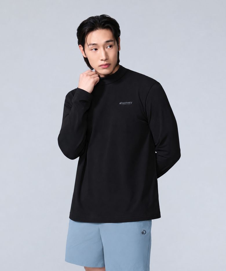 남성 반하이넥 기능성 긴팔티 (BLACK)
