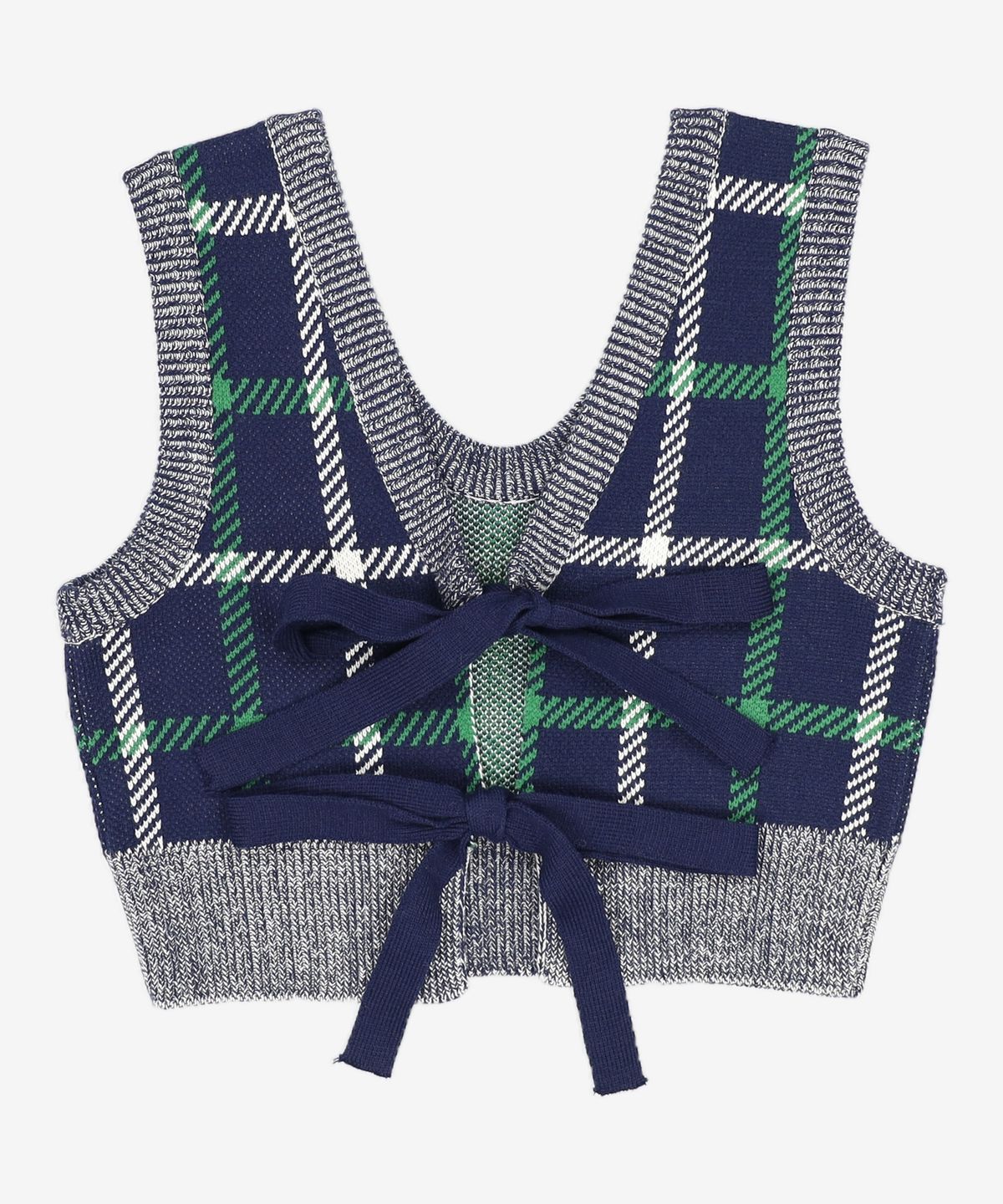 어몽(AMONG) A CHECK RIBBON KNIT VEST S