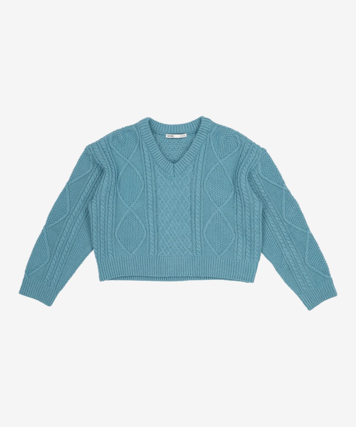 미쏘(MIXXO) V넥 크롭 케이블 스웨터 MIWKABT37T S