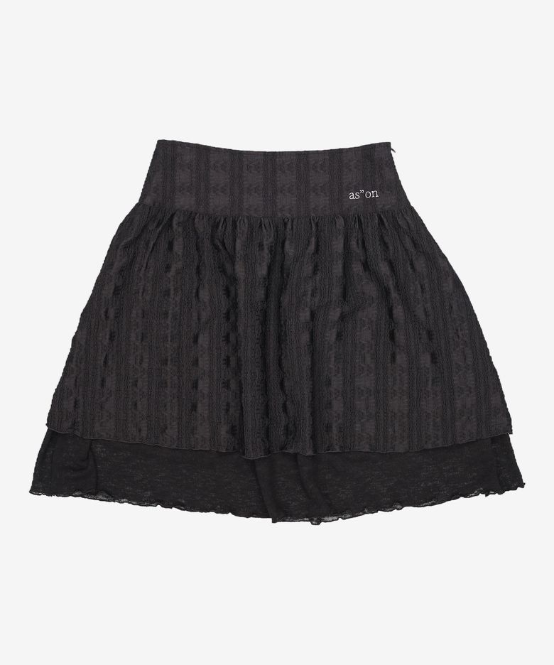 LACY CHECK SKIRT / BLACK L