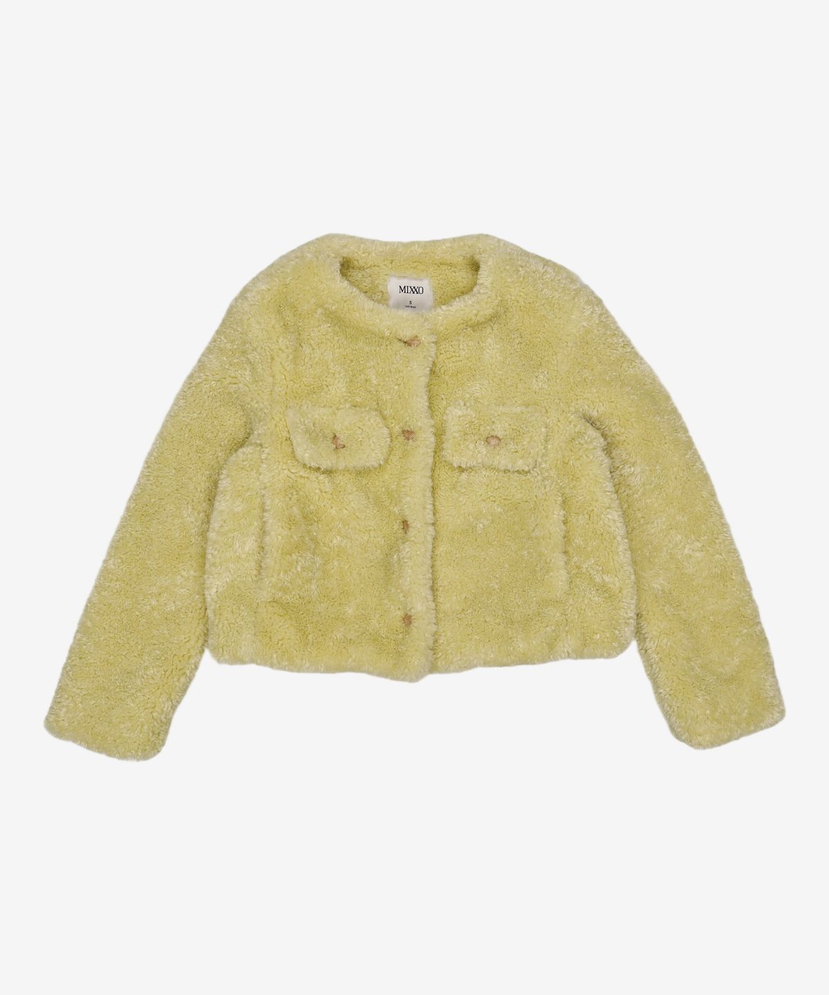 미쏘(MIXXO) 금장 에코퍼 숏 자켓 MIWJLD101G S
