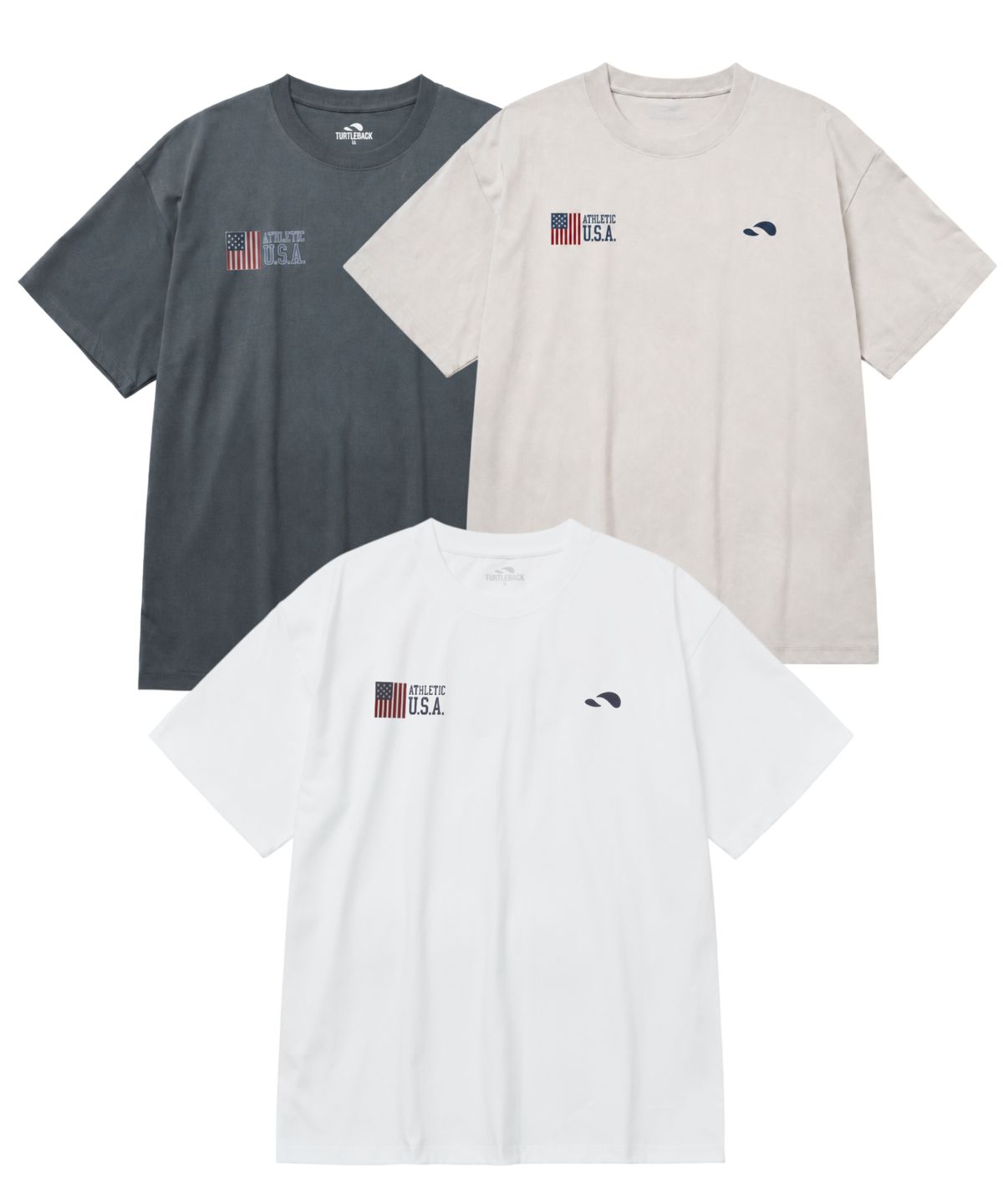 터틀백(TURTLEBACK) USA 빈티지 하드스티치 오버핏 반팔티_3color