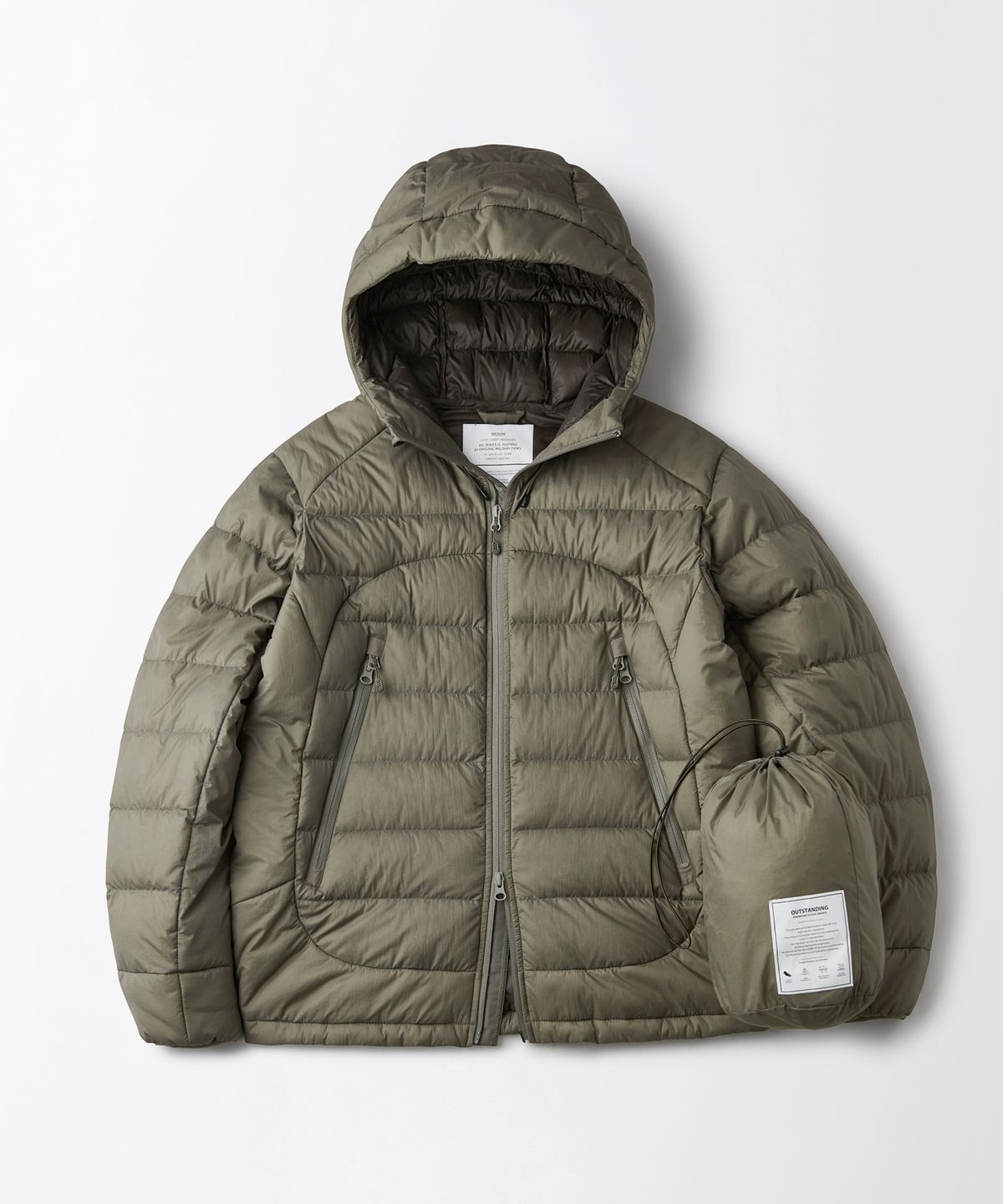아웃스탠딩(OUTSTANDING) PCU FEATHERED DOWN JACKET_D.BEIGE