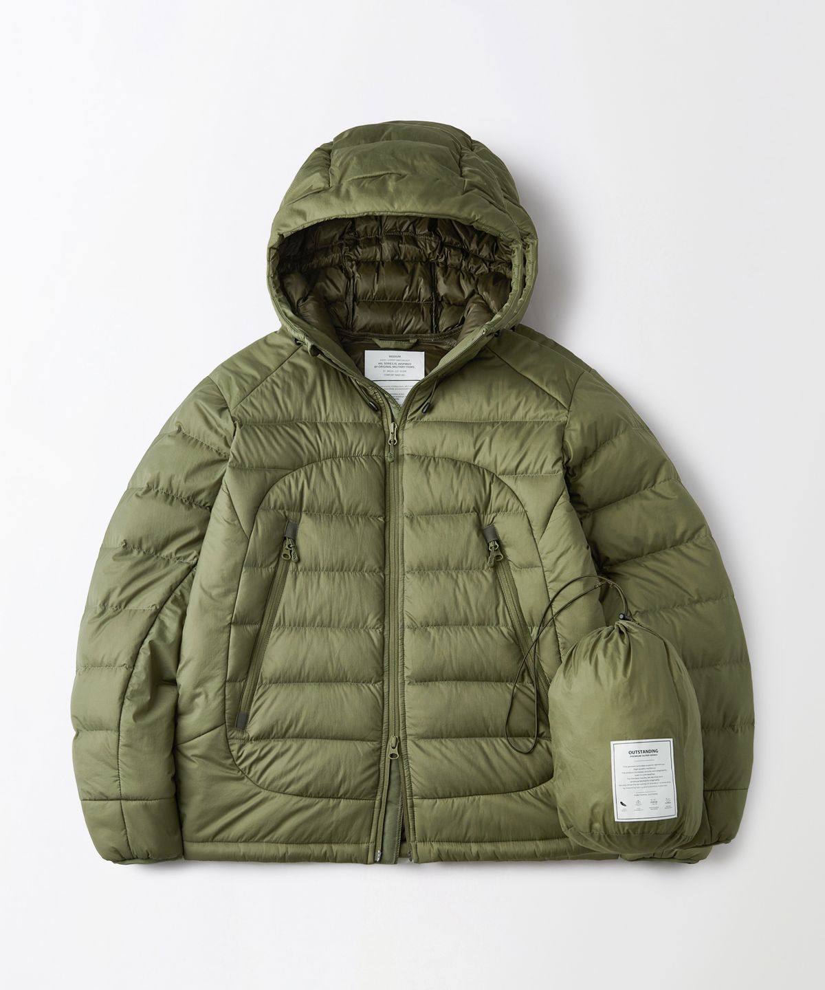 아웃스탠딩(OUTSTANDING) PCU FEATHERED DOWN JACKET_OLIVE