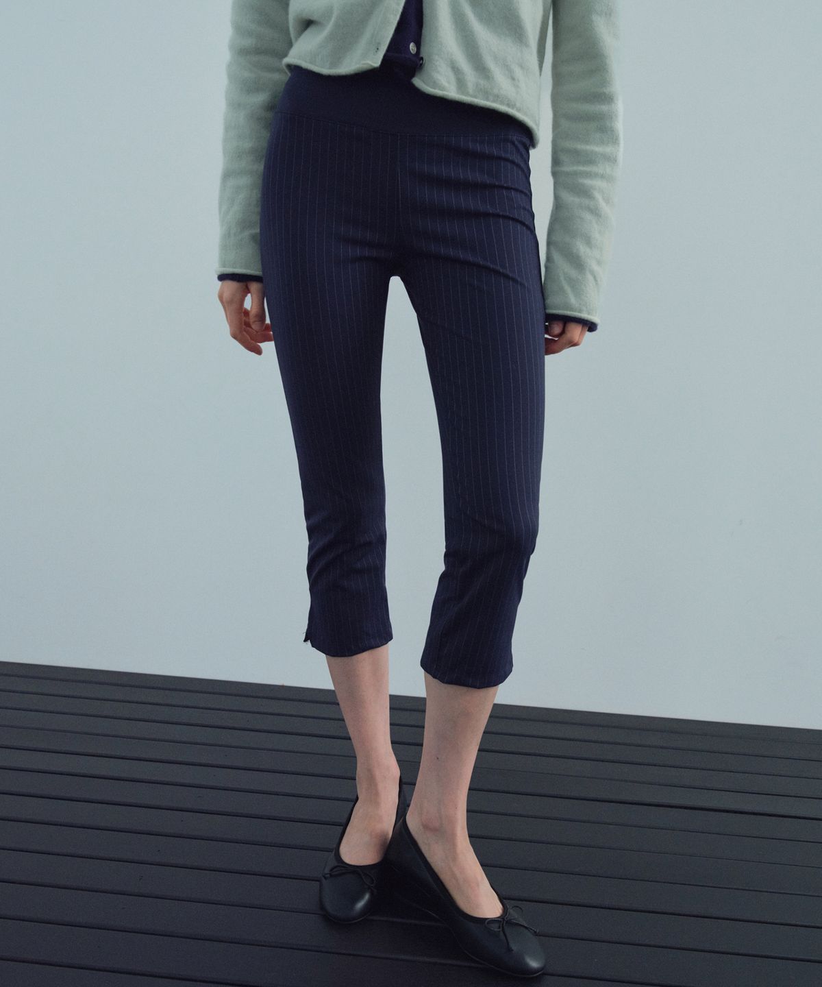 씨타(CITTA) Stretch Pinstripe Capri Leggings_CTB580(Navy)