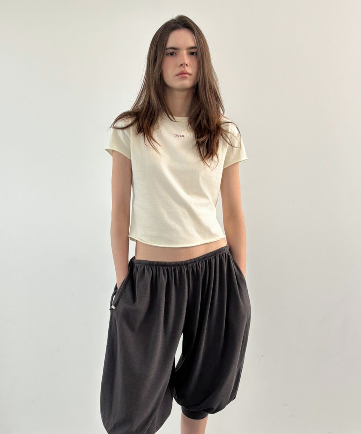 씨타(CITTA) Daily Rolling Trim Regular Tee_CTT3043(Ecru)
