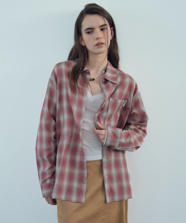 Loose-fit Ombre Check Shirt_CTT3041(Red)