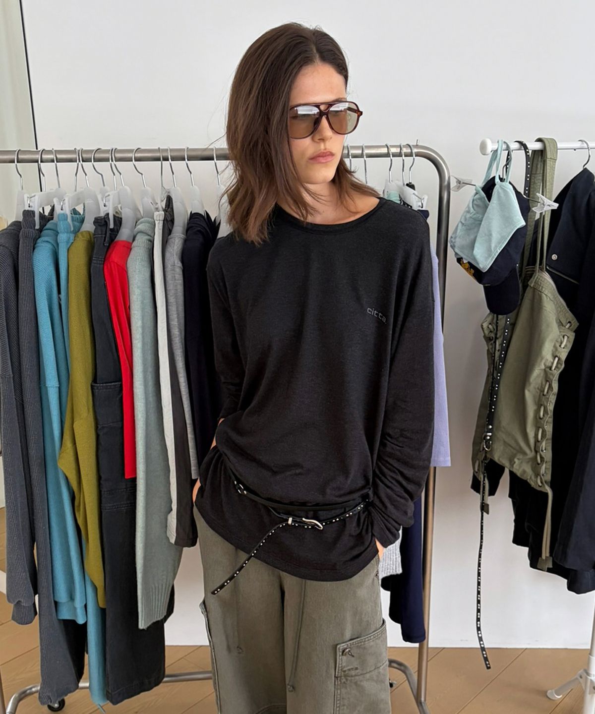 씨타(CITTA) Soft Touch Oversized Long Sleeve T-Shirt_CTT3037(Charcoal)