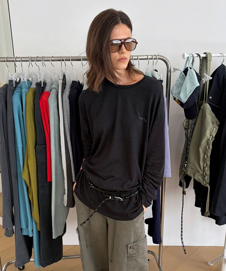Soft Touch Oversized Long Sleeve T-Shirt_CTT3037(Charcoal)