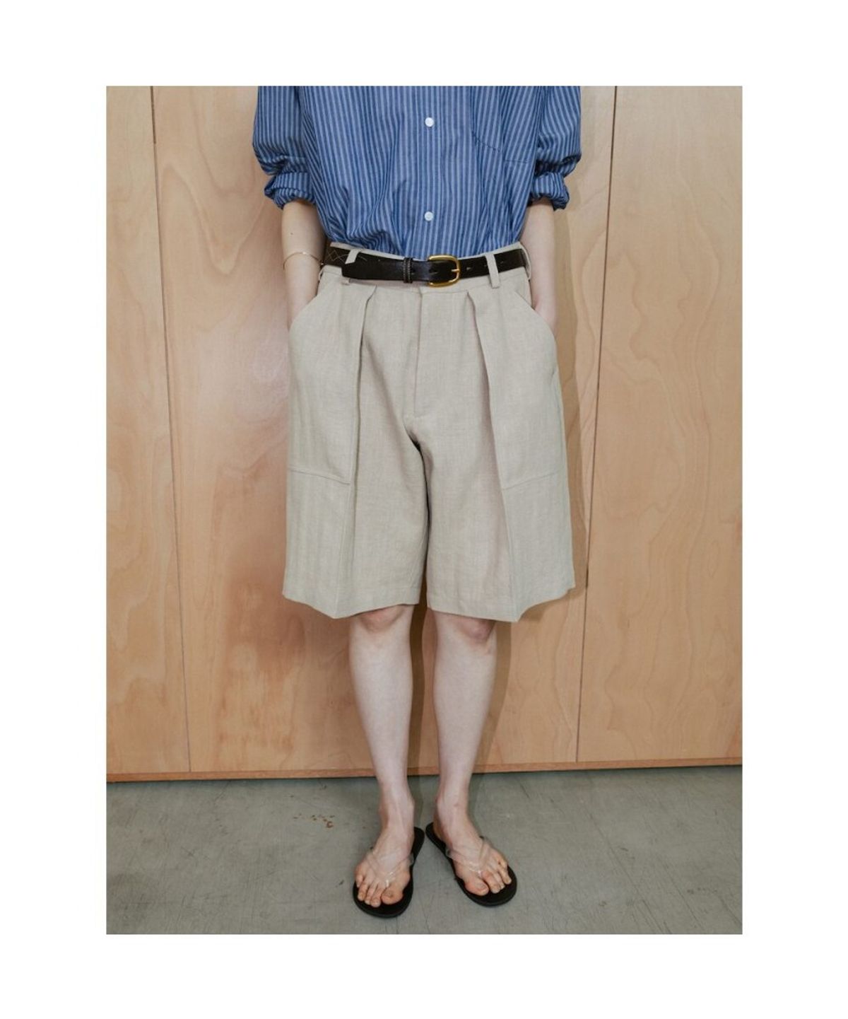 디애퍼처(THE APERTURE) Fatigue Bermuda Pants  Beige (TA6425A03A)