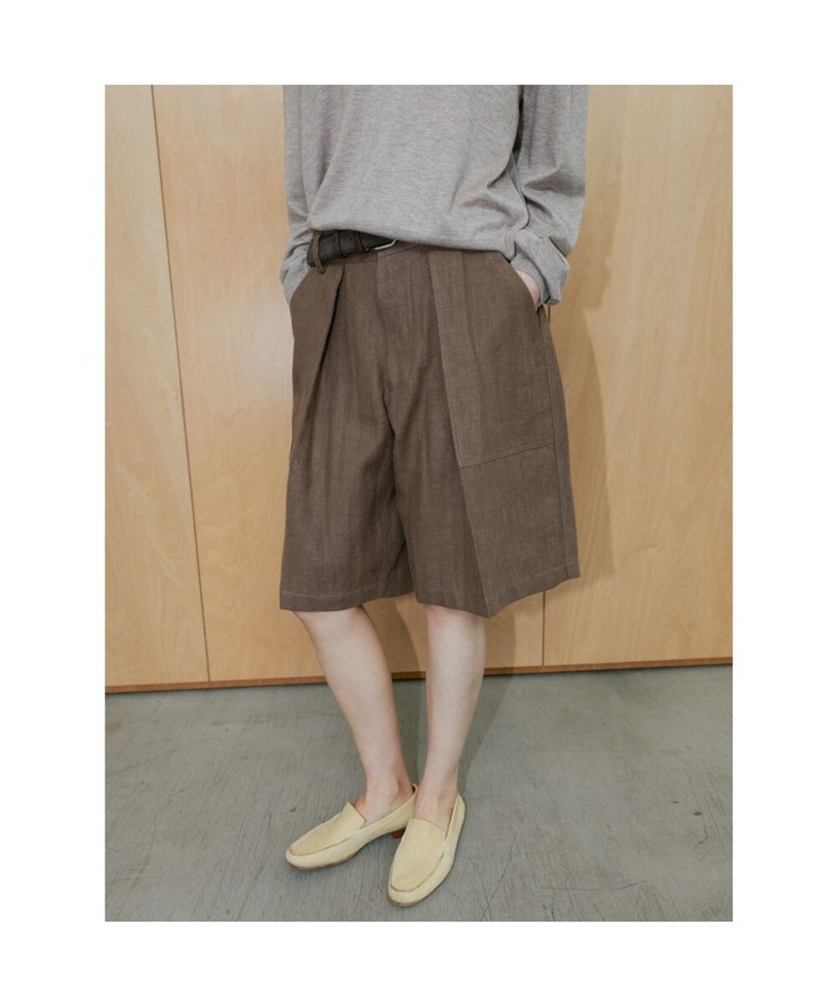 디애퍼처(THE APERTURE) Fatigue Bermuda Pants  Brown (TA6425A03D)