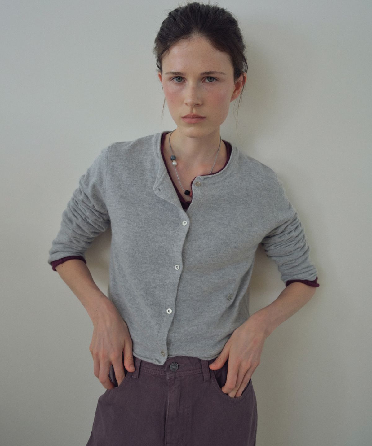 씨타(CITTA) Daily Soft Roll Wool Cardigan_CTK275(Melange Grey)