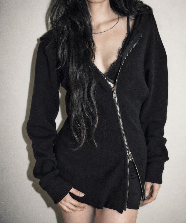 [X gemgem paradis] IRA zip-up hoodie / black