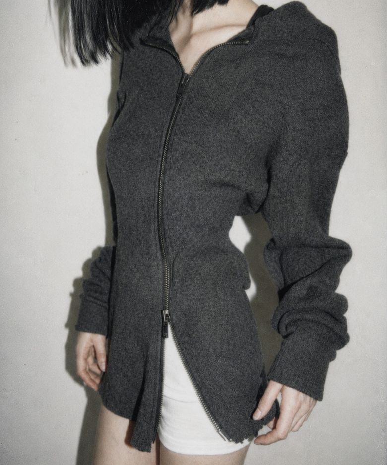 [X gemgem paradis] IRA zip-up hoodie / charcoal