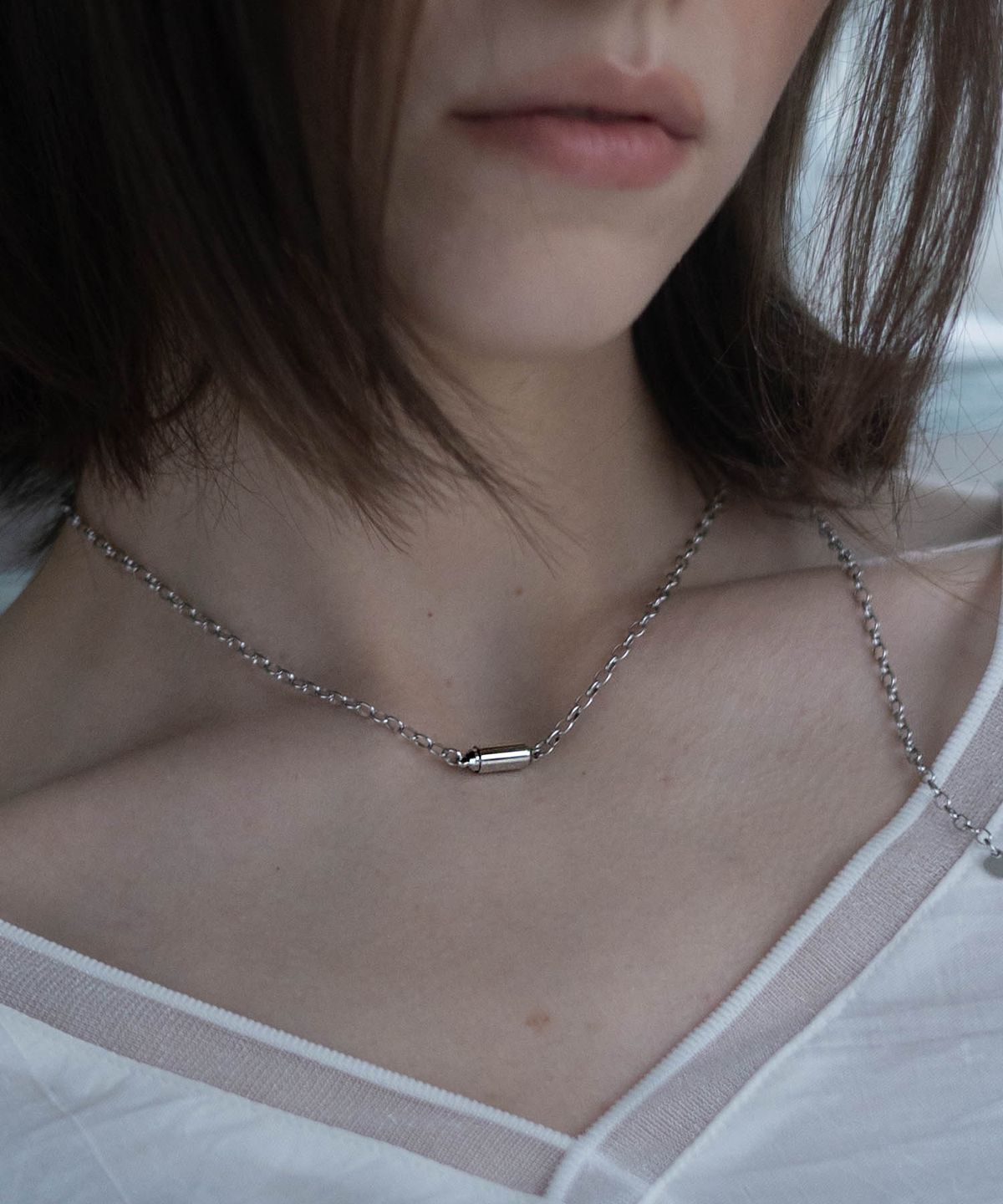 펄리모어(PEARLY MORE) 슬림 마그넷 링크 체인 목걸이_PM26N005HS