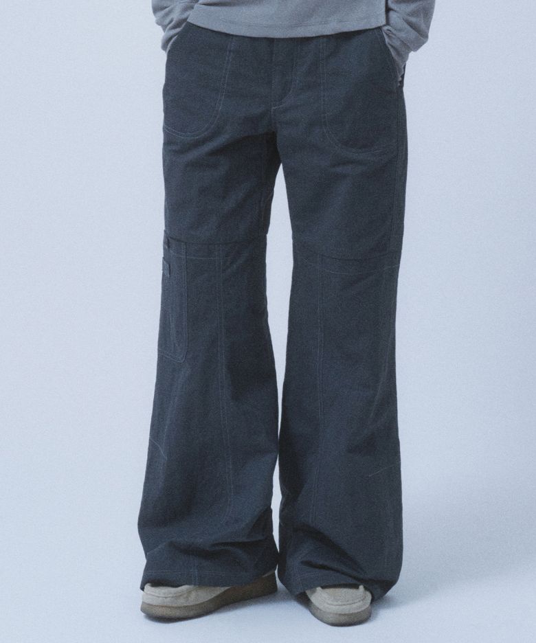 CONTRAST STITCH POCKET PANTS [CHARCOAL]