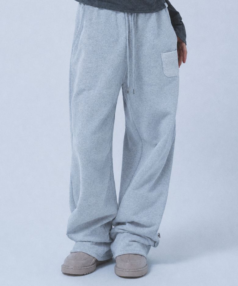 ROLL-UP BUTTON SWEATPANTS [HEATHER GREY]