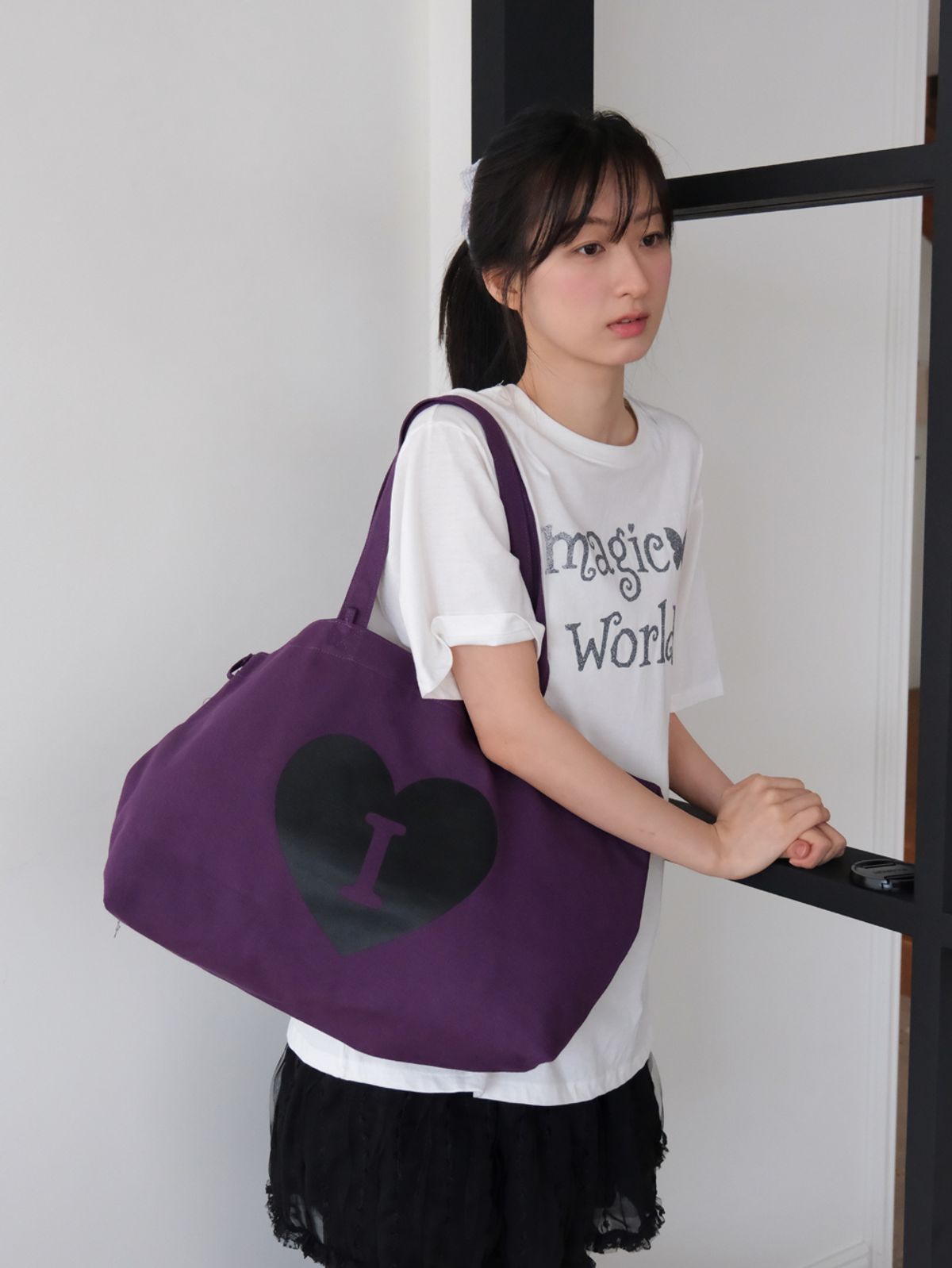 아이썸머리(ISUMMERLY) Heart Logo bag big ver. - Purple (하트 로고백 보라)