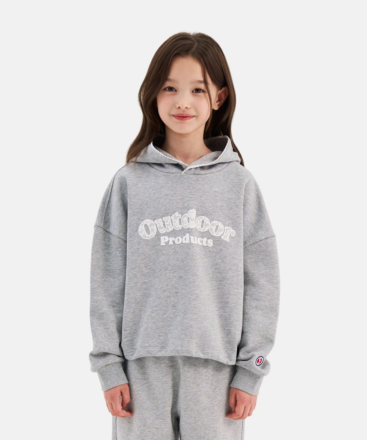 아웃도어 프로덕츠 키즈(OUTDOOR PRODUCTS KIDS) 여아 크롭 후드티셔츠 (멜란지 그레이) OD263IHD75_MLG