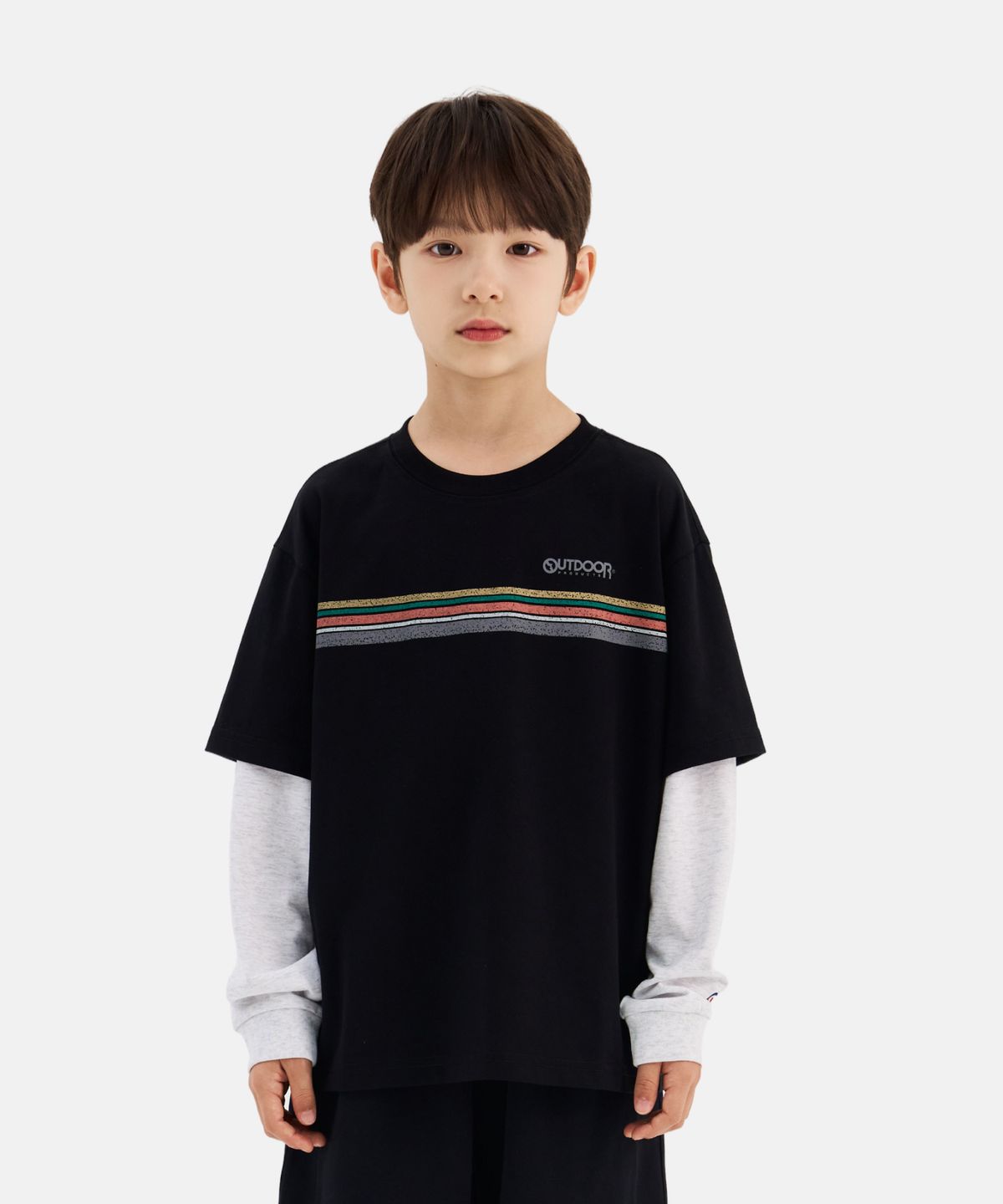 아웃도어 프로덕츠 키즈(OUTDOOR PRODUCTS KIDS) 배색 레이어드 티셔츠 (블랙) OD263ILS03_BLK