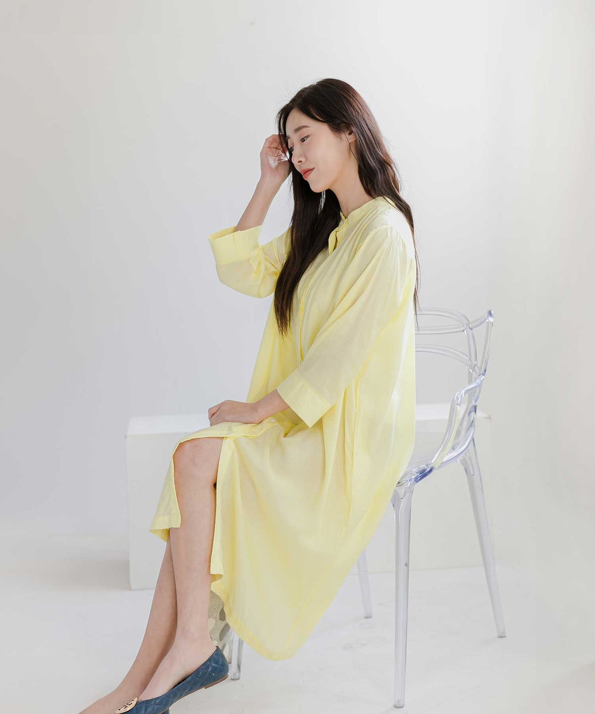 인휴(INHUE) 나은 모달 원피스 옐로우