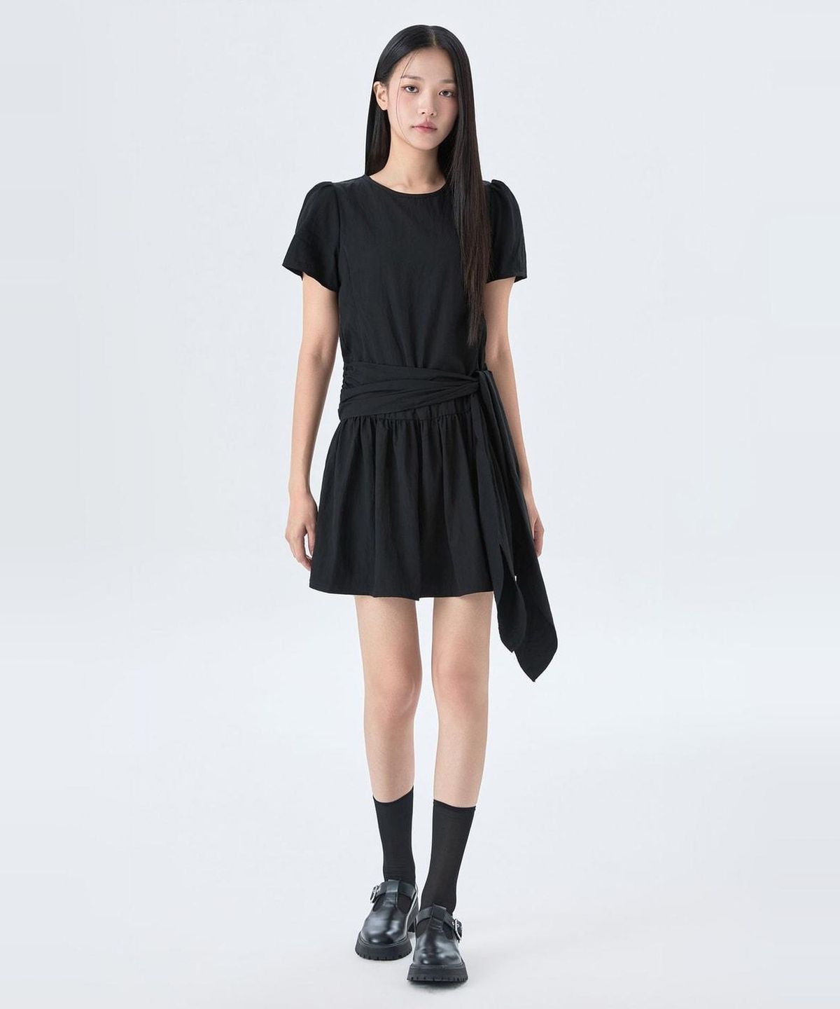 미쏘(MIXXO) 리본 반팔 미니 원피스_MIWOWG901B