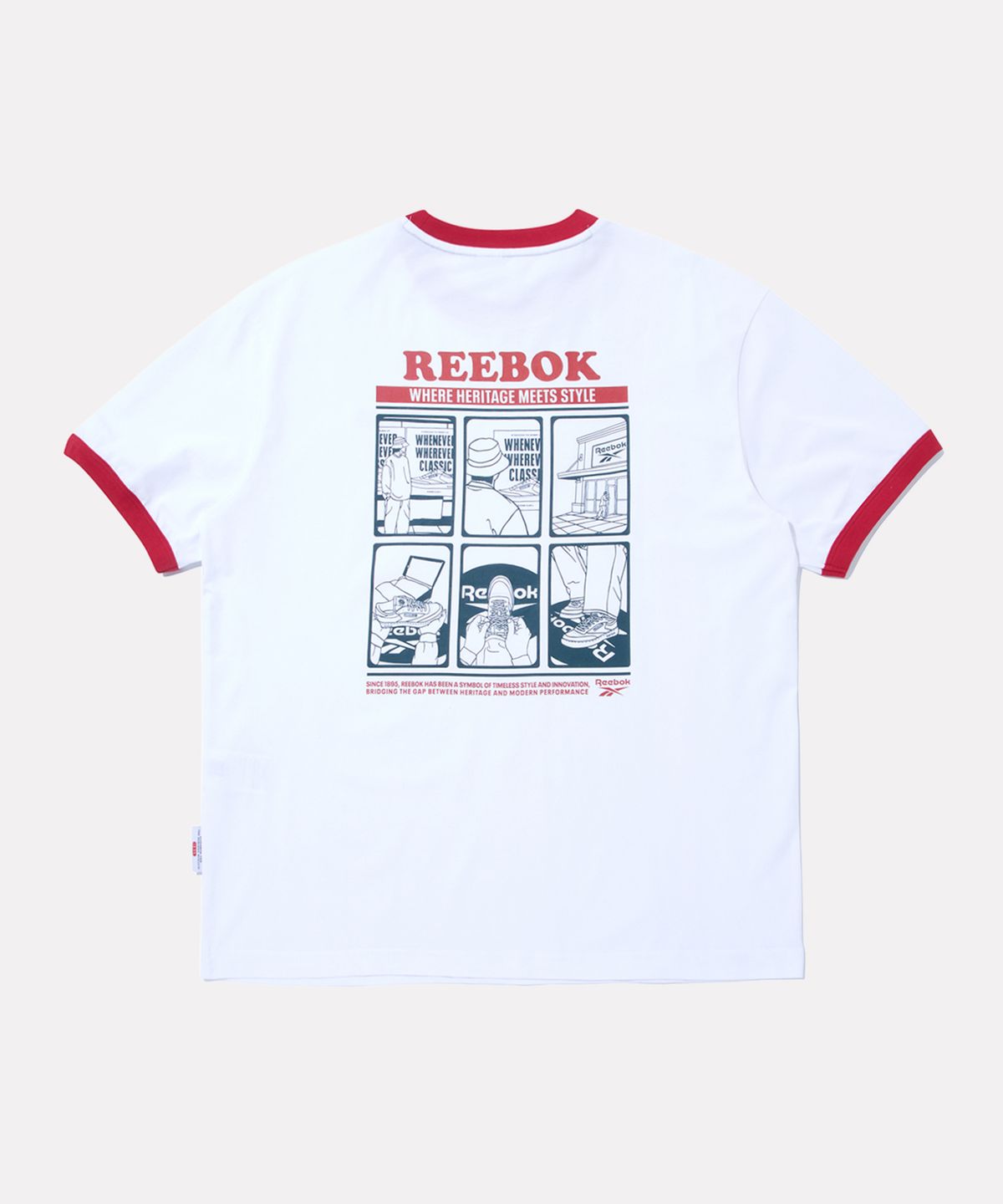 리복(REEBOK) 그래픽 링거 반팔티 - 화이트:레드