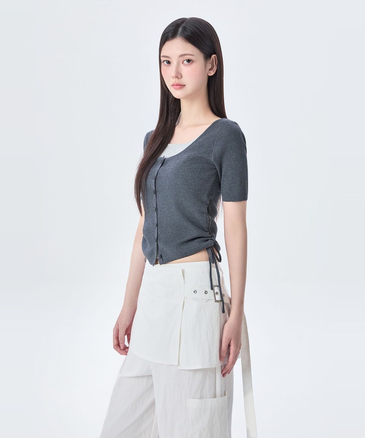 미쏘(MIXXO) 사이드 스트링 반팔 가디건 RE CKF919T_MIWCKG90QA